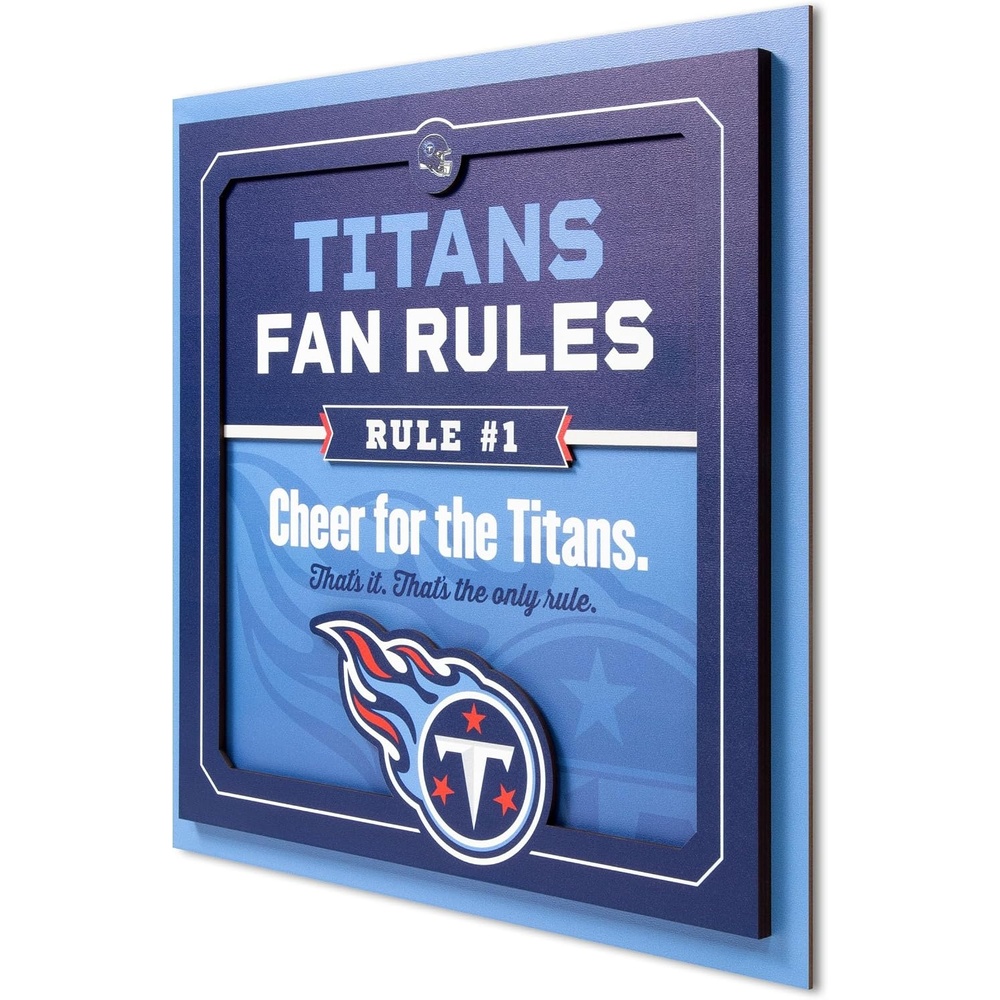 image:imageYouTheFan Officiallylicensed NFL Fan Rules Wall Art multiple layers humorous team artwork sports fan motto showcases funny rules indoor decorTennessee Titans