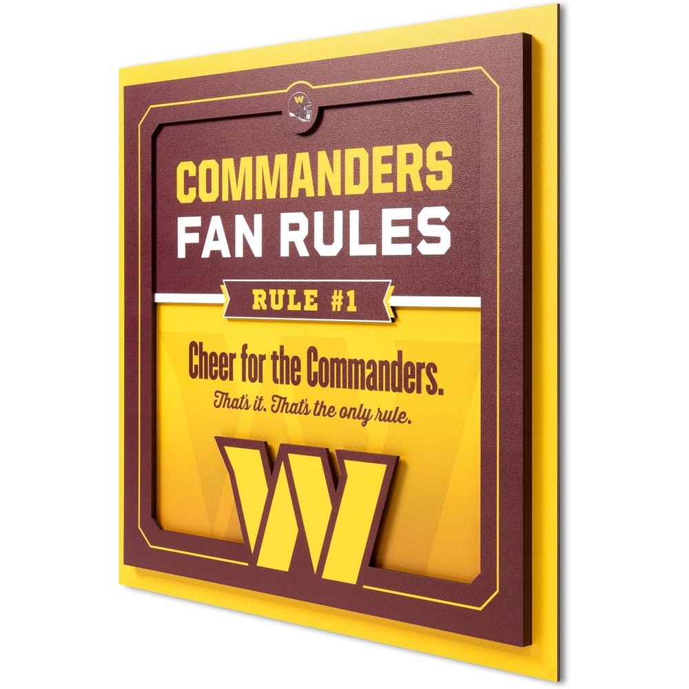 image:imageYouTheFan Officiallylicensed NFL Fan Rules Wall Art multiple layers humorous team artwork sports fan motto showcases funny rules indoor decorWashington Commanders