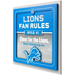 image:imageYouTheFan Officiallylicensed NFL Fan Rules Wall Art multiple layers humorous team artwork sports fan motto showcases funny rules indoor decorDetroit Lions