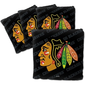 image:imageYouTheFan OfficiallyLicensed NHL Set of 4 Cornhole Bags  All Weather Regulation 6 x 6 Size  16oz Weight  Designed in USAChicago Blackhawks  Black