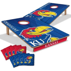 image:imageYouTheFan NCAA 2 x 3 Wood Cornhole Game with Logo BagsKansas Jayhawks