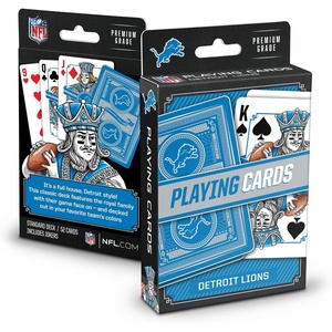 image:imageYouTheFan NFL OfficiallyLicensed Playing Cards  Original Artwork on All face Cards and Jokers  Teams Official Colors  Quality Linen Texture  Designed in The USADetroit Lions