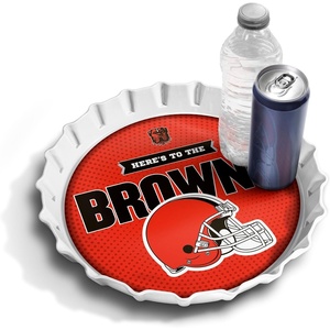 image:imageYouTheFan OfficiallyLicensed NFL Bottlecap Serving Tray  13 x 13  Bottle Cap Shaped Tray  100 Melamine Dishwasher Safe BPA Free  Great Fan GiftCleveland Browns