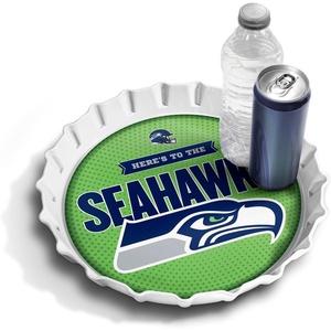 image:imageYouTheFan OfficiallyLicensed NFL Bottlecap Serving Tray  13 x 13  Bottle Cap Shaped Tray  100 Melamine Dishwasher Safe BPA Free  Great Fan GiftSeattle Seahawks