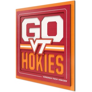 image:imageYouTheFan NCAA North Carolina Tar Heels Slogan Series 3D Wall ArtVirginia Tech Hokies