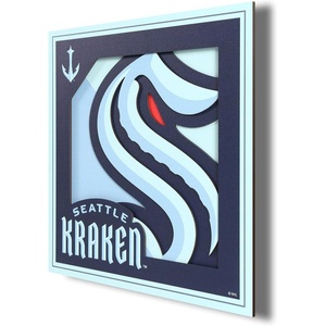 image:imageYouTheFan NHL OfficiallyLicensed 3D Logo Series Wall Art  Made of Multiple Layers  Ready to Hang on wall  Bold Design Perfect Fan GiftSeattle Kraken