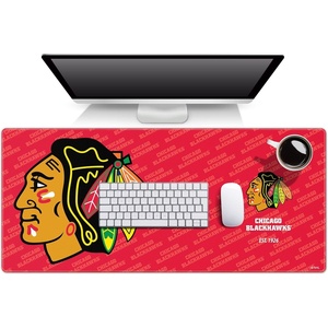 image:imageYouTheFan NHL OfficiallyLicensed Logo Series Desk Pad  Water and Stain Resistant HeavyDuty NonSlip Rubber Backing  Stitched Edge fits Under Mouse Computer and KeyboardChicago Blackhawks