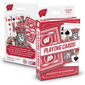 image:imageYouTheFan NCAA OfficiallyLicensed Playing Cards  Original Artwork on All face Cards and Jokers  Teams Official Colors  Quality Linen Texture  Designed in The USAWisconsin Badgers