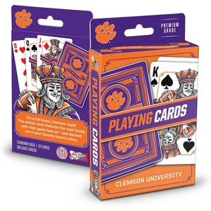 image:imageYouTheFan NCAA OfficiallyLicensed Playing Cards  Original Artwork on All face Cards and Jokers  Teams Official Colors  Quality Linen Texture  Designed in The USAClemson Tigers