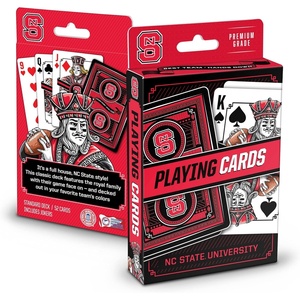 image:imageYouTheFan NCAA OfficiallyLicensed Playing Cards  Original Artwork on All face Cards and Jokers  Teams Official Colors  Quality Linen Texture  Designed in The USANC State Wolfpack