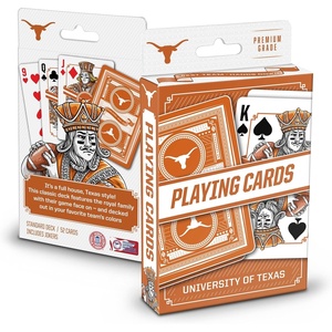 image:imageYouTheFan NCAA OfficiallyLicensed Playing Cards  Original Artwork on All face Cards and Jokers  Teams Official Colors  Quality Linen Texture  Designed in The USATexas Longhorns