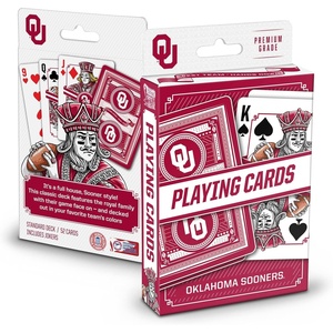 image:imageYouTheFan NCAA OfficiallyLicensed Playing Cards  Original Artwork on All face Cards and Jokers  Teams Official Colors  Quality Linen Texture  Designed in The USAOklahoma Sooners