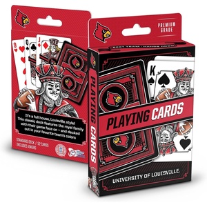 image:imageYouTheFan NCAA OfficiallyLicensed Playing Cards  Original Artwork on All face Cards and Jokers  Teams Official Colors  Quality Linen Texture  Designed in The USALouisville Cardinals