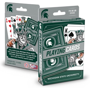 image:imageYouTheFan NCAA OfficiallyLicensed Playing Cards  Original Artwork on All face Cards and Jokers  Teams Official Colors  Quality Linen Texture  Designed in The USAMichigan State Spartans