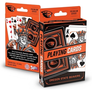 image:imageYouTheFan NCAA OfficiallyLicensed Playing Cards  Original Artwork on All face Cards and Jokers  Teams Official Colors  Quality Linen Texture  Designed in The USAOregon State Beavers