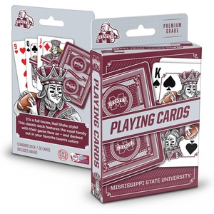image:imageYouTheFan NCAA OfficiallyLicensed Playing Cards  Original Artwork on All face Cards and Jokers  Teams Official Colors  Quality Linen Texture  Designed in The USAMississippi State Bulldogs