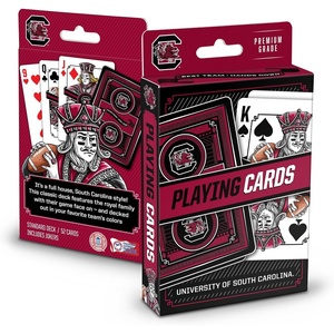 image:imageYouTheFan NCAA OfficiallyLicensed Playing Cards  Original Artwork on All face Cards and Jokers  Teams Official Colors  Quality Linen Texture  Designed in The USASouth Carolina Gamecocks