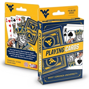 image:imageYouTheFan NCAA OfficiallyLicensed Playing Cards  Original Artwork on All face Cards and Jokers  Teams Official Colors  Quality Linen Texture  Designed in The USAWest Virginia Mountaineers