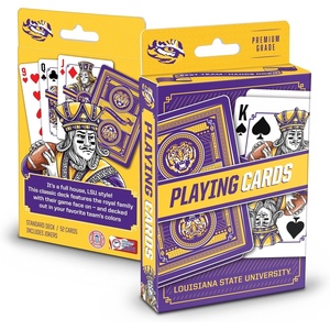 image:imageYouTheFan NCAA OfficiallyLicensed Playing Cards  Original Artwork on All face Cards and Jokers  Teams Official Colors  Quality Linen Texture  Designed in The USALSU Tigers