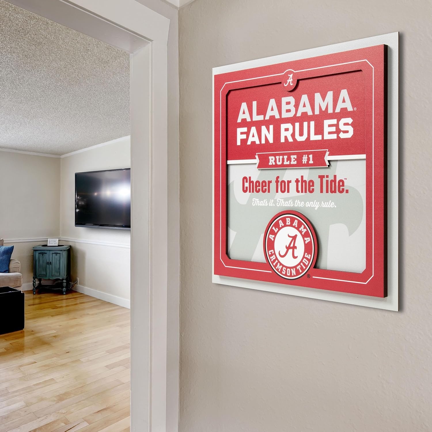 image:imageYouTheFan Officiallylicensed NCAA Tide Fan Rules Wall Art multiple layers humorous team artwork sports fan motto showcases funny rules indoor decorAlabama Crimson Tide
