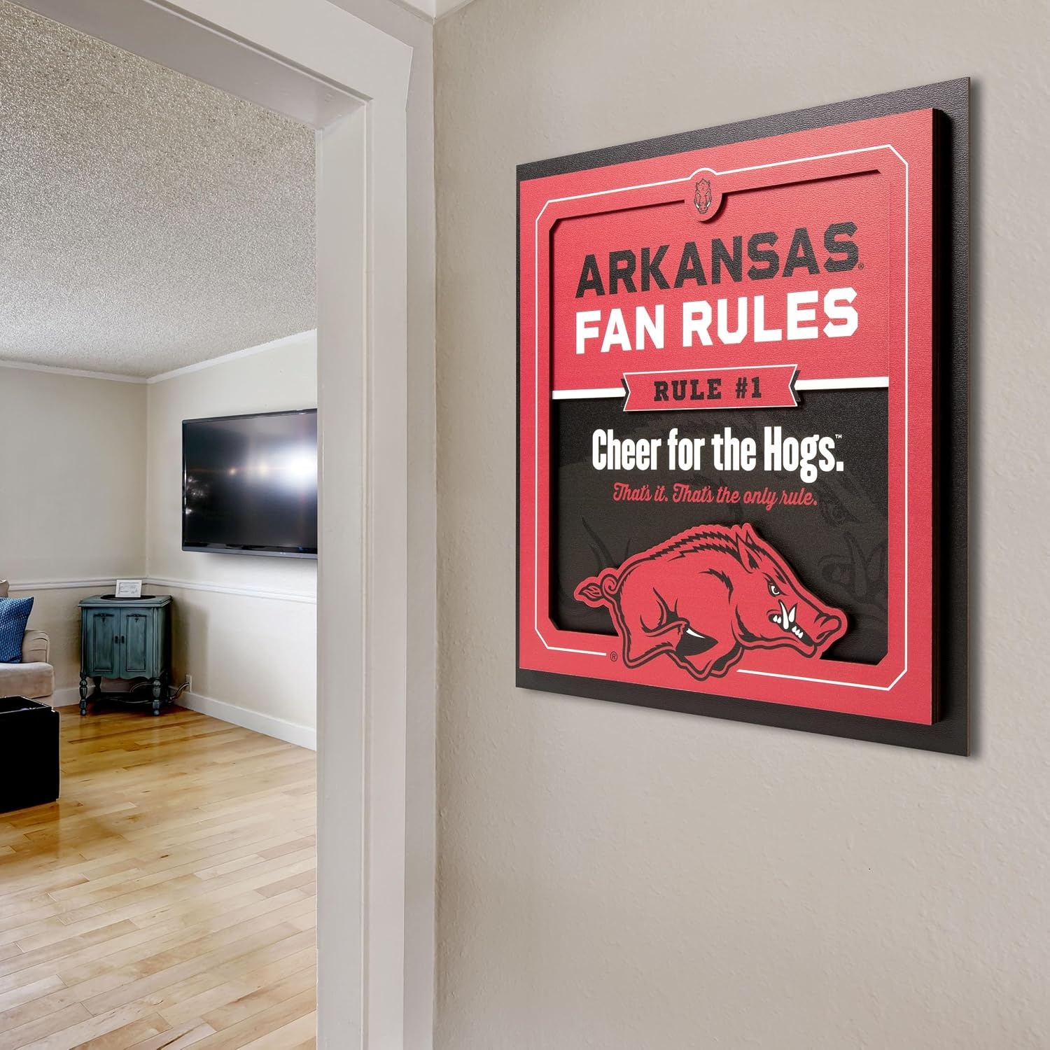 image:imageYouTheFan Officiallylicensed NCAA Tide Fan Rules Wall Art multiple layers humorous team artwork sports fan motto showcases funny rules indoor decorArkansas Razorbacks