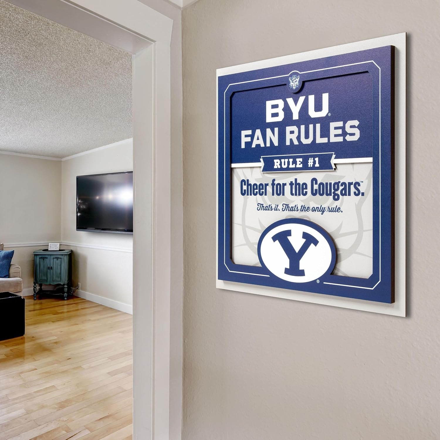 image:imageYouTheFan Officiallylicensed NCAA Tide Fan Rules Wall Art multiple layers humorous team artwork sports fan motto showcases funny rules indoor decorBYU Cougars