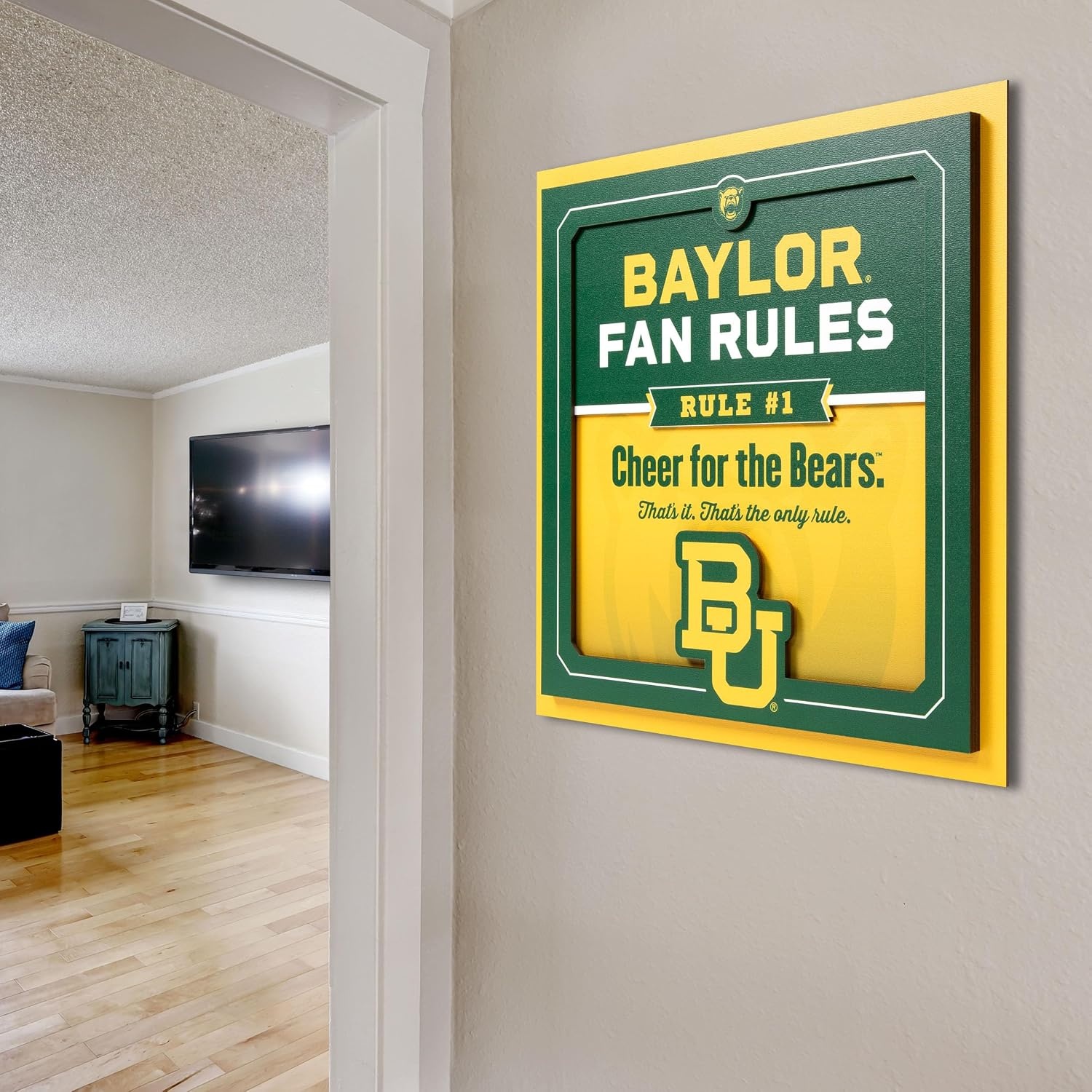 image:imageYouTheFan Officiallylicensed NCAA Tide Fan Rules Wall Art multiple layers humorous team artwork sports fan motto showcases funny rules indoor decorBaylor Bears