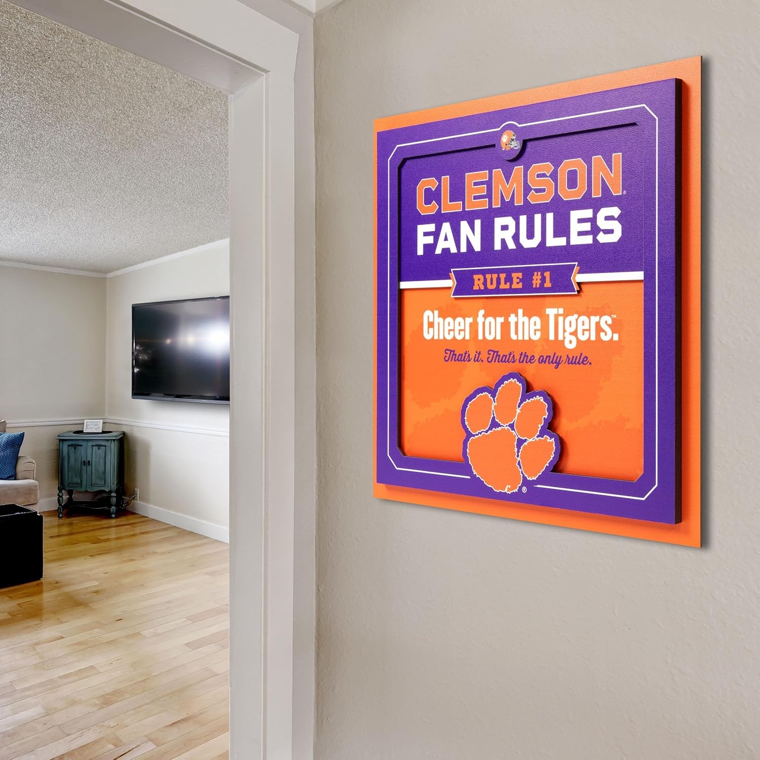 image:imageYouTheFan Officiallylicensed NCAA Tide Fan Rules Wall Art multiple layers humorous team artwork sports fan motto showcases funny rules indoor decorClemson Tigers