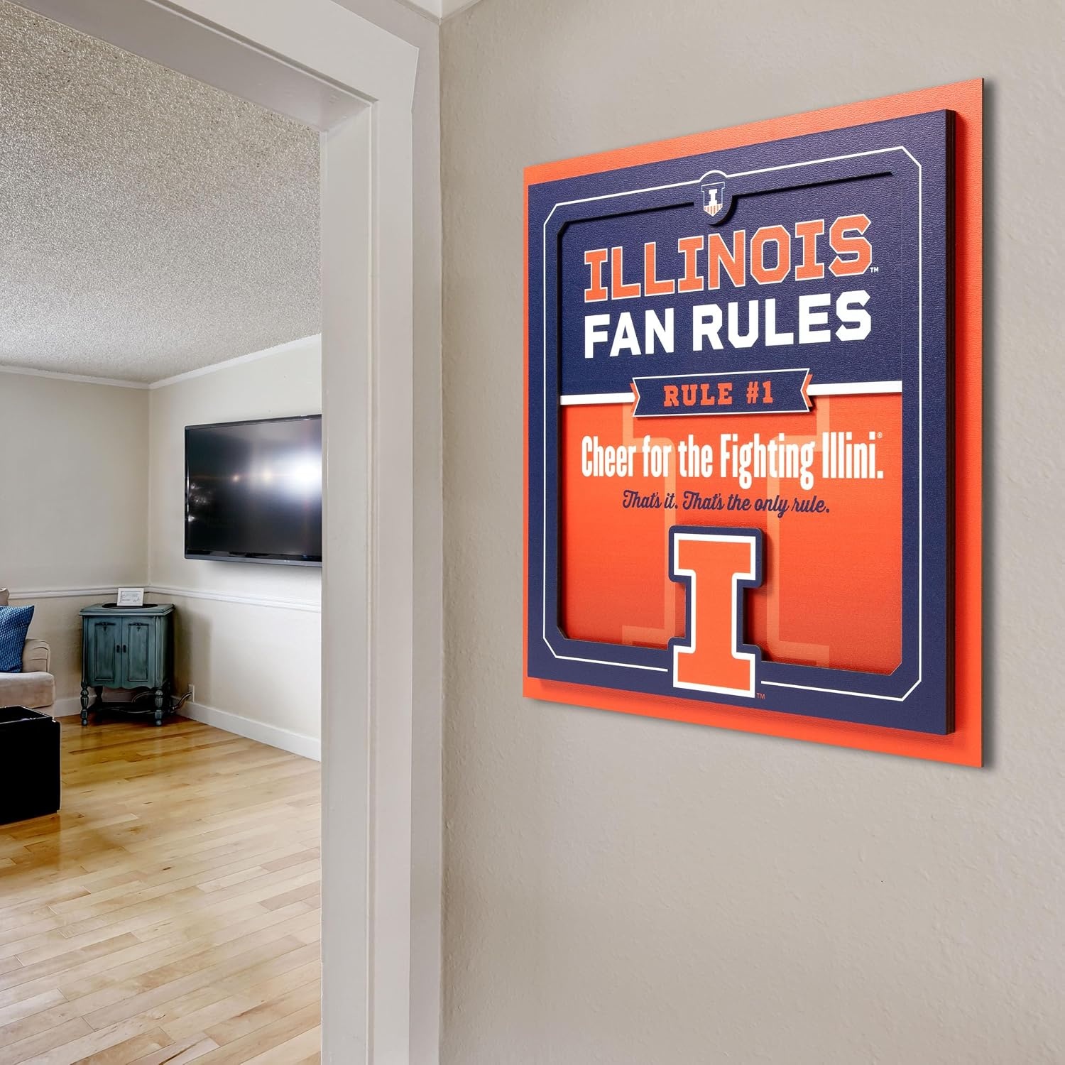 image:imageYouTheFan Officiallylicensed NCAA Tide Fan Rules Wall Art multiple layers humorous team artwork sports fan motto showcases funny rules indoor decorIllinois Fighting illini