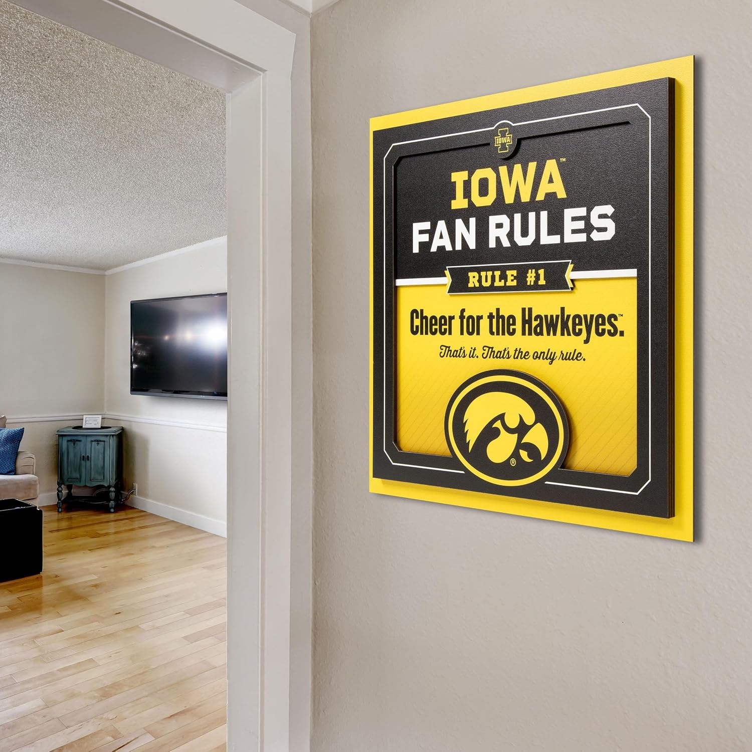 image:imageYouTheFan Officiallylicensed NCAA Tide Fan Rules Wall Art multiple layers humorous team artwork sports fan motto showcases funny rules indoor decorIowa Hawkeyes