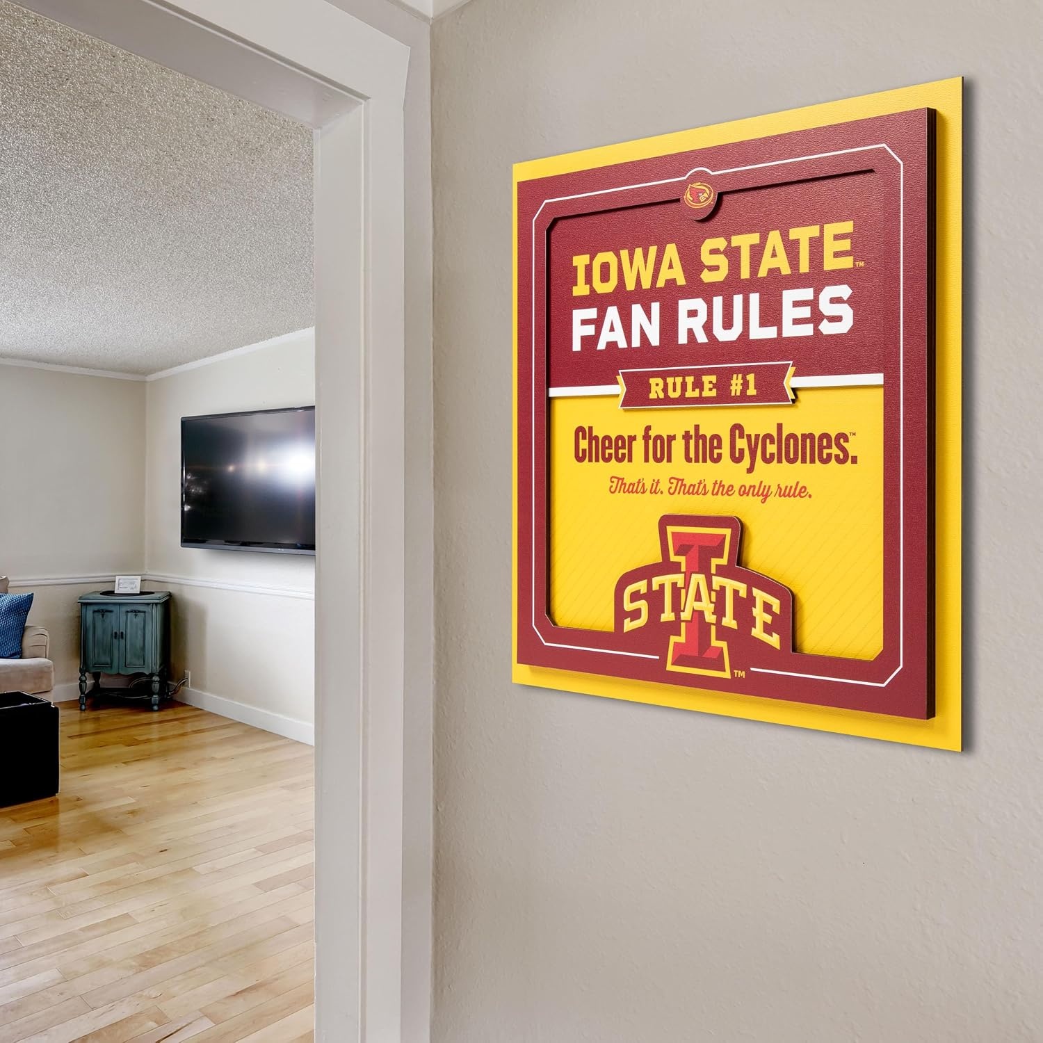 image:imageYouTheFan Officiallylicensed NCAA Tide Fan Rules Wall Art multiple layers humorous team artwork sports fan motto showcases funny rules indoor decorIowa State Cyclones