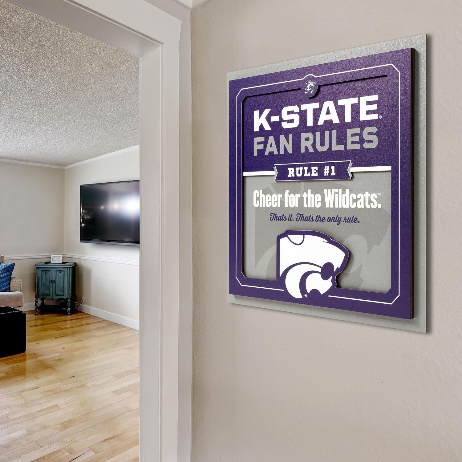 image:imageYouTheFan Officiallylicensed NCAA Tide Fan Rules Wall Art multiple layers humorous team artwork sports fan motto showcases funny rules indoor decorKansas State Wildcats