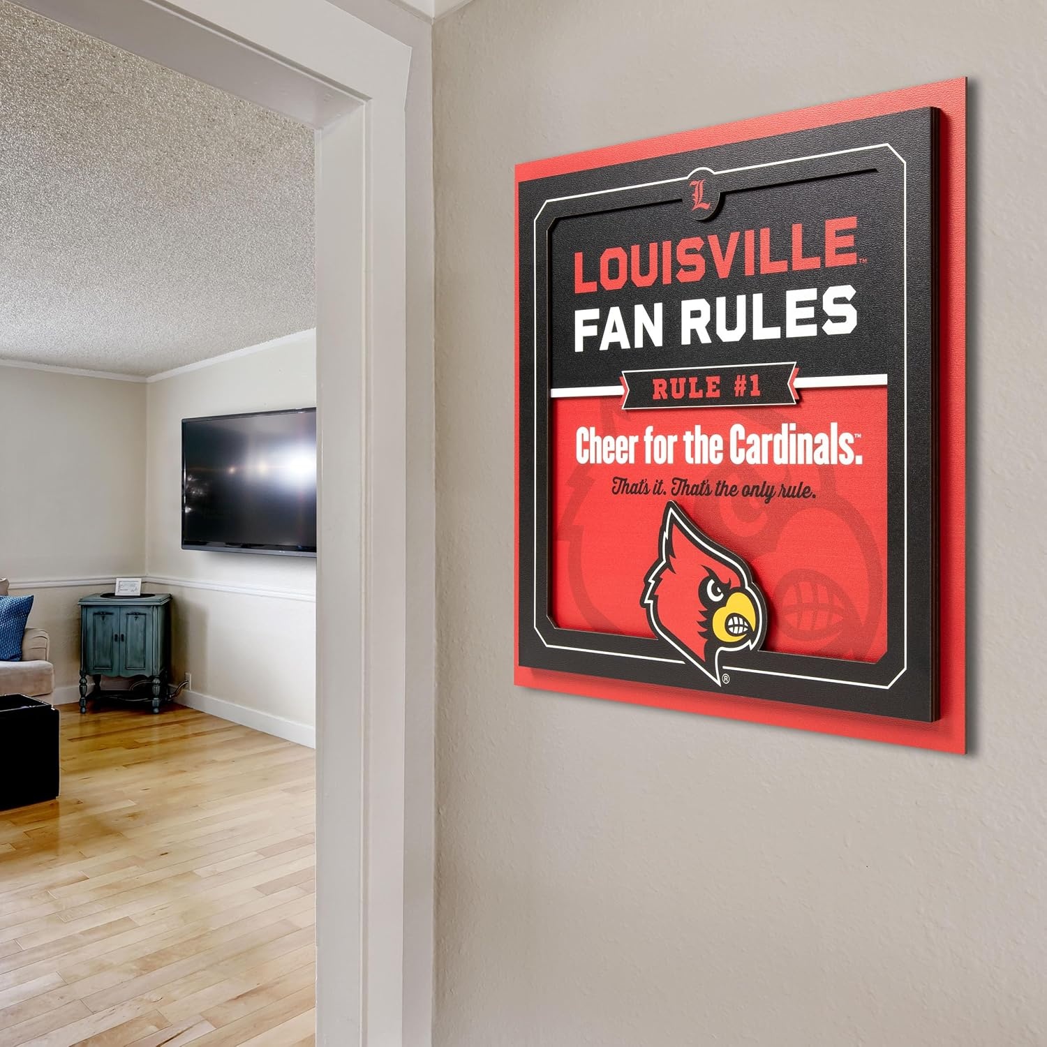 image:imageYouTheFan Officiallylicensed NCAA Tide Fan Rules Wall Art multiple layers humorous team artwork sports fan motto showcases funny rules indoor decorLouisville Cardinals