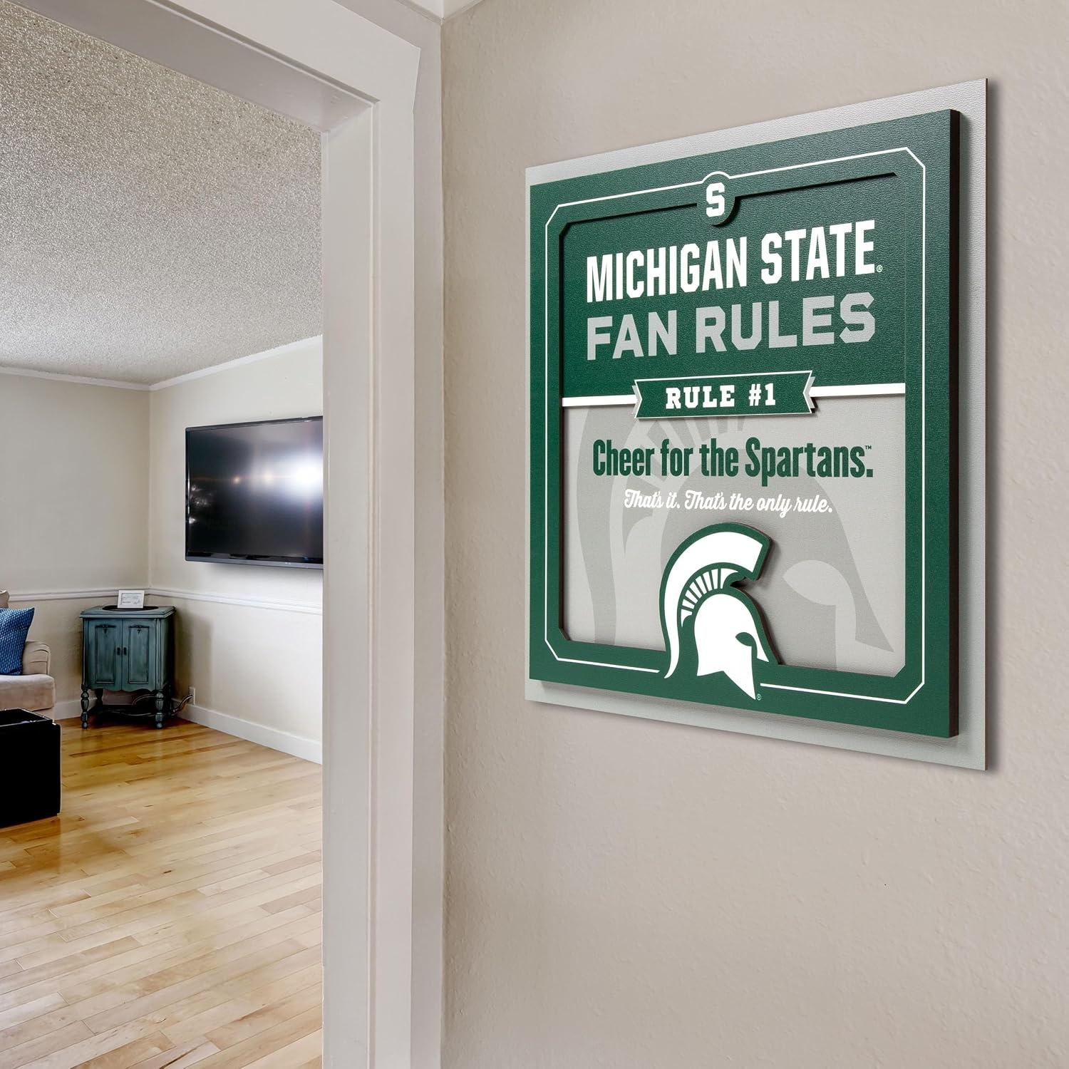 image:imageYouTheFan Officiallylicensed NCAA Tide Fan Rules Wall Art multiple layers humorous team artwork sports fan motto showcases funny rules indoor decorMichigan State Spartans