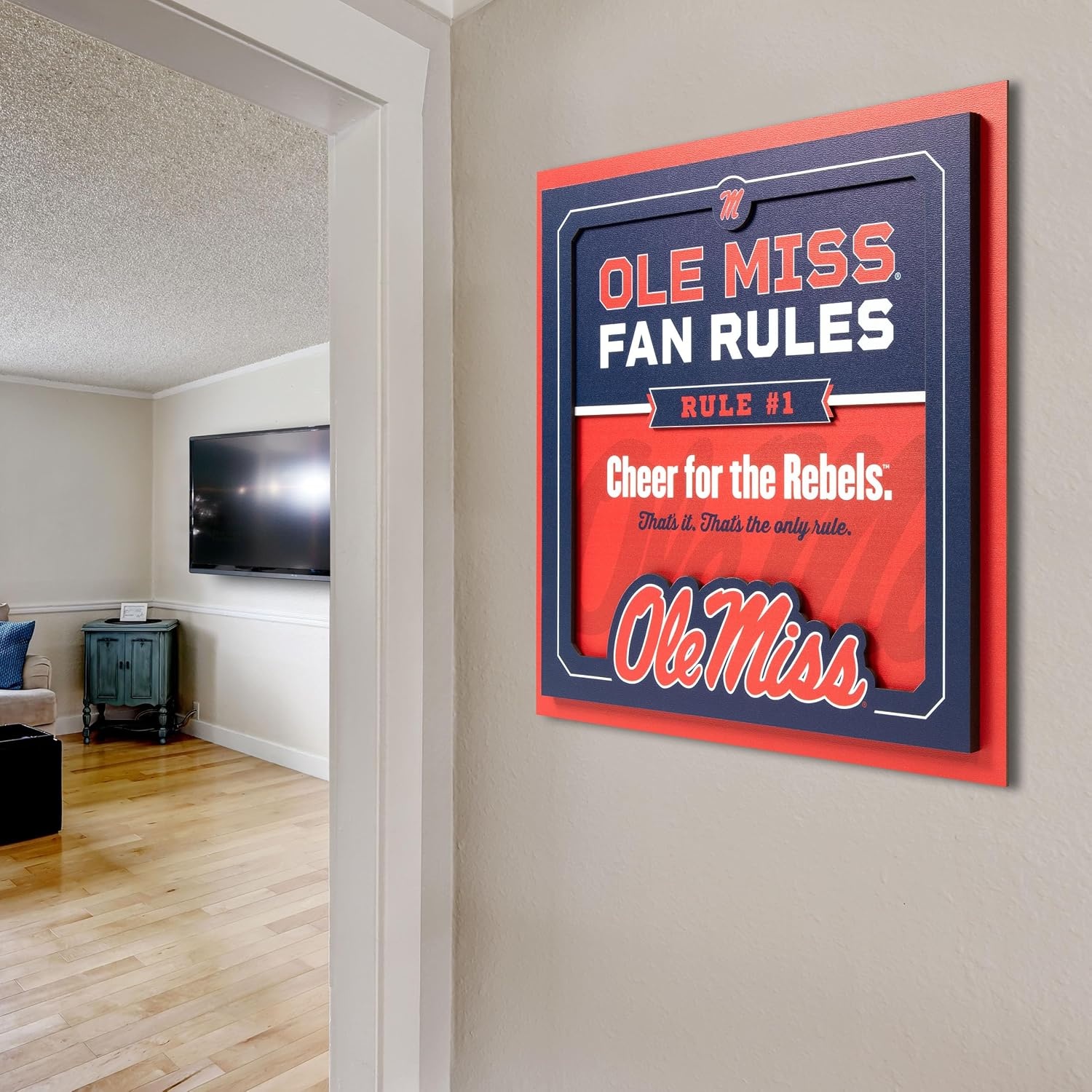 image:imageYouTheFan Officiallylicensed NCAA Tide Fan Rules Wall Art multiple layers humorous team artwork sports fan motto showcases funny rules indoor decorMississippi Rebels