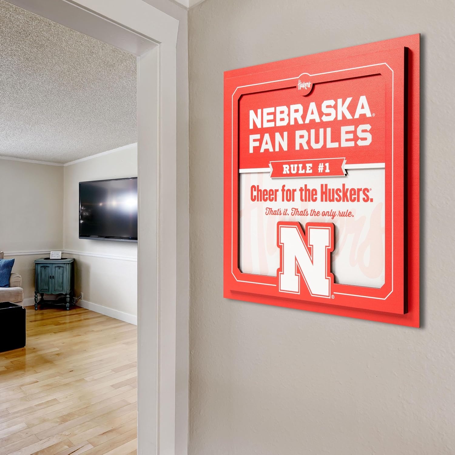 image:imageYouTheFan Officiallylicensed NCAA Tide Fan Rules Wall Art multiple layers humorous team artwork sports fan motto showcases funny rules indoor decorNebraska Cornhuskers