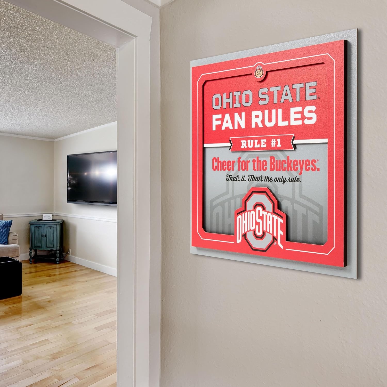 image:imageYouTheFan Officiallylicensed NCAA Tide Fan Rules Wall Art multiple layers humorous team artwork sports fan motto showcases funny rules indoor decorOhio State Buckeyes