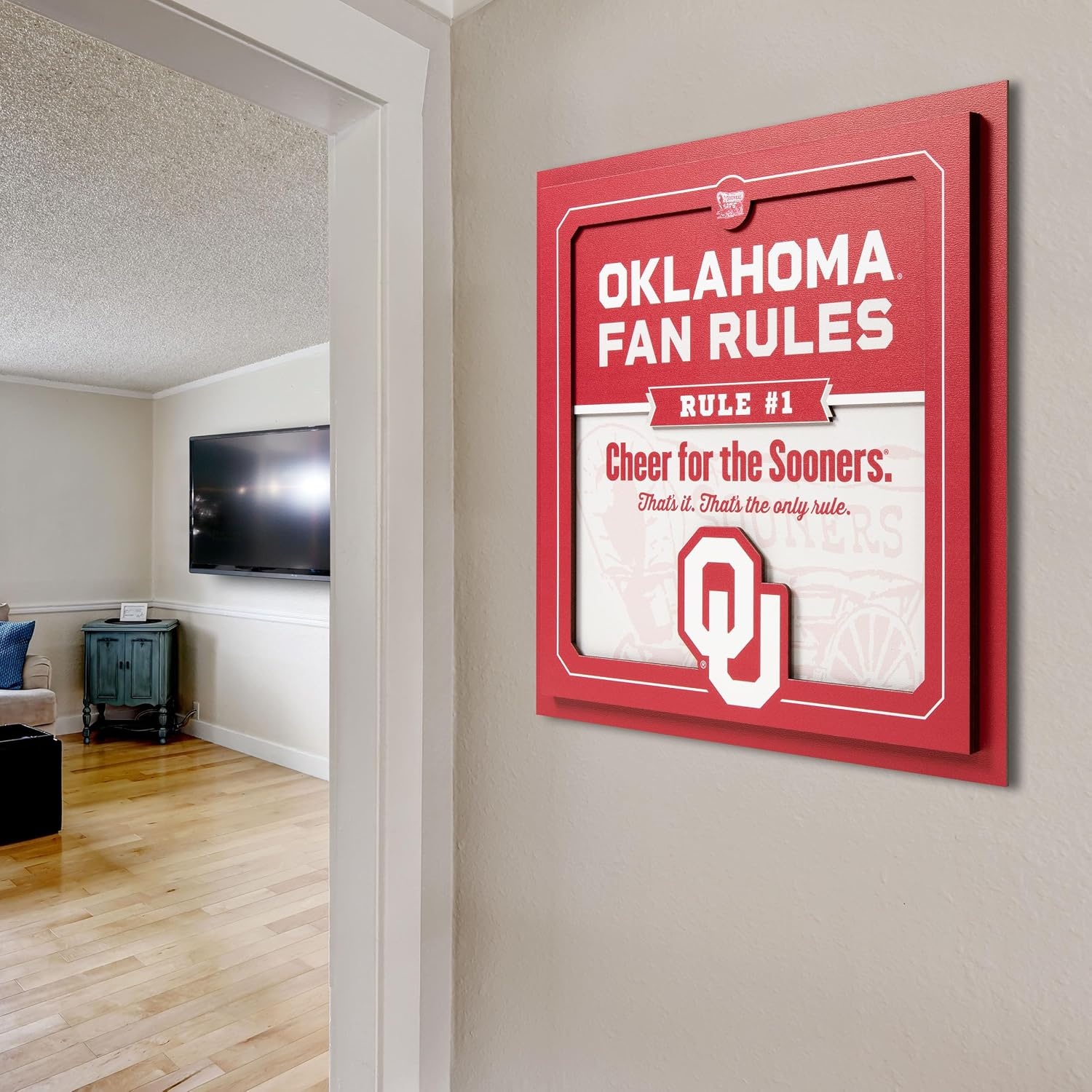 image:imageYouTheFan Officiallylicensed NCAA Tide Fan Rules Wall Art multiple layers humorous team artwork sports fan motto showcases funny rules indoor decorOklahoma Sooners