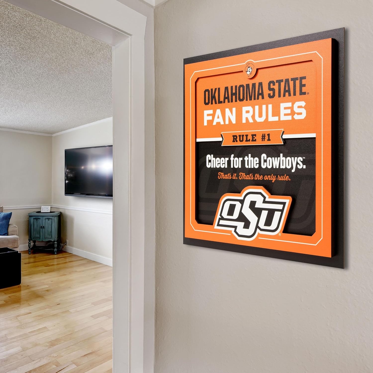 image:imageYouTheFan Officiallylicensed NCAA Tide Fan Rules Wall Art multiple layers humorous team artwork sports fan motto showcases funny rules indoor decorOklahoma State Cowboys