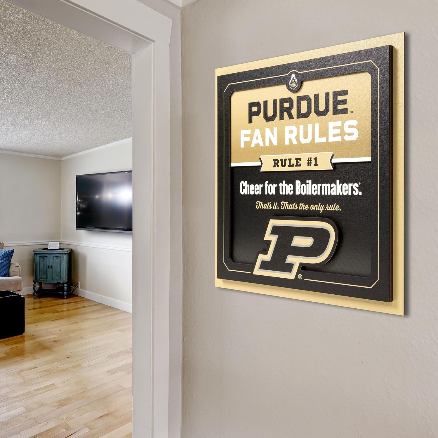 image:imageYouTheFan Officiallylicensed NCAA Tide Fan Rules Wall Art multiple layers humorous team artwork sports fan motto showcases funny rules indoor decorPurdue Boilermakers
