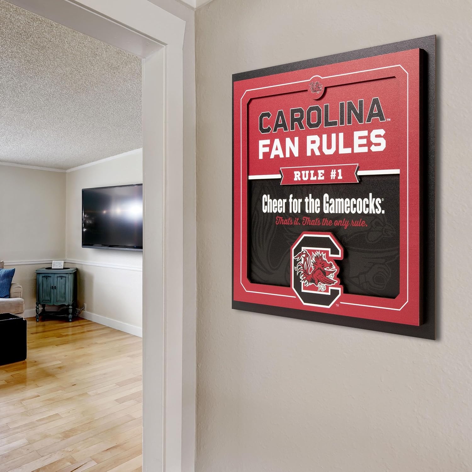 image:imageYouTheFan Officiallylicensed NCAA Tide Fan Rules Wall Art multiple layers humorous team artwork sports fan motto showcases funny rules indoor decorSouth Carolina Gamecocks