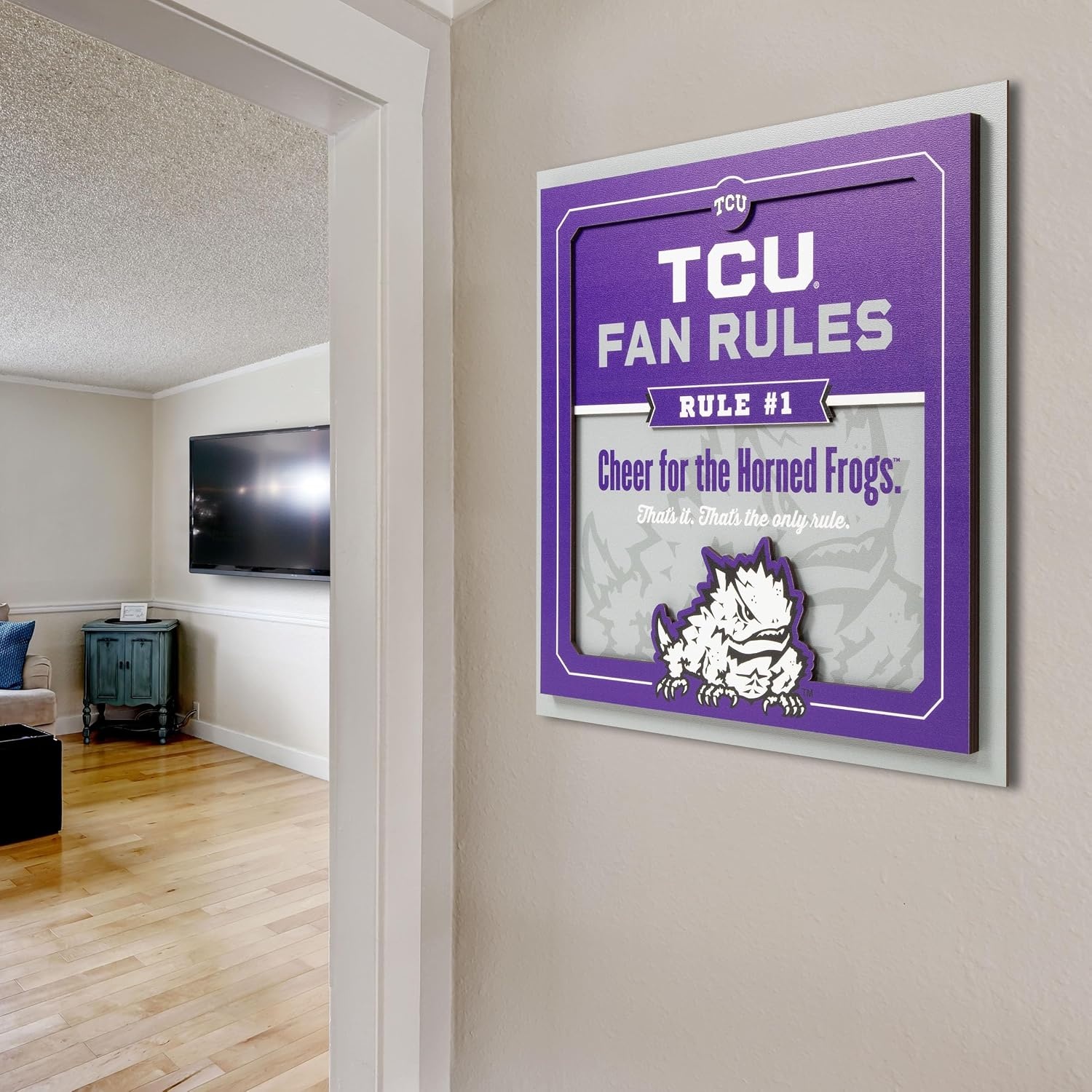 image:imageYouTheFan Officiallylicensed NCAA Tide Fan Rules Wall Art multiple layers humorous team artwork sports fan motto showcases funny rules indoor decorTCU Horned Frogs