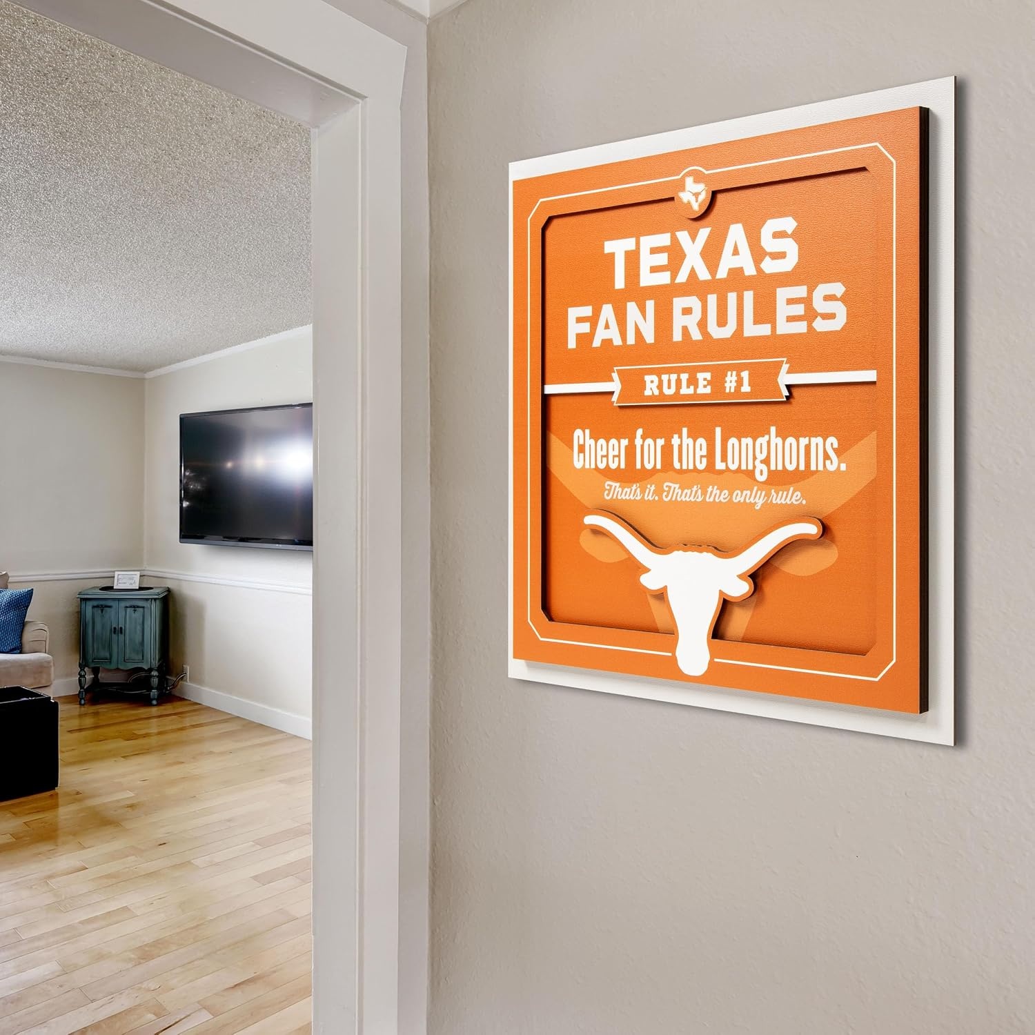 image:imageYouTheFan Officiallylicensed NCAA Tide Fan Rules Wall Art multiple layers humorous team artwork sports fan motto showcases funny rules indoor decorTexas Longhorns