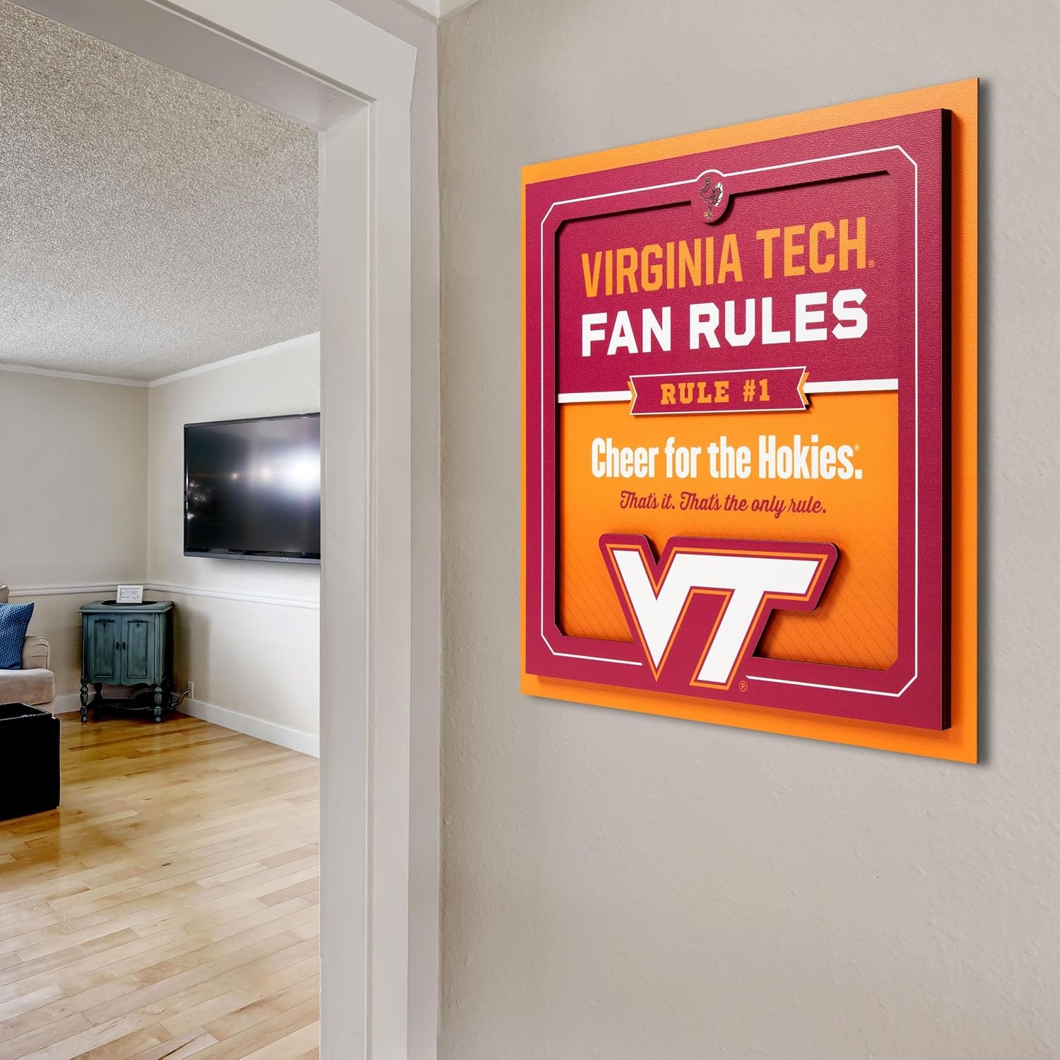 image:imageYouTheFan Officiallylicensed NCAA Tide Fan Rules Wall Art multiple layers humorous team artwork sports fan motto showcases funny rules indoor decorVirginia Tech Hokies