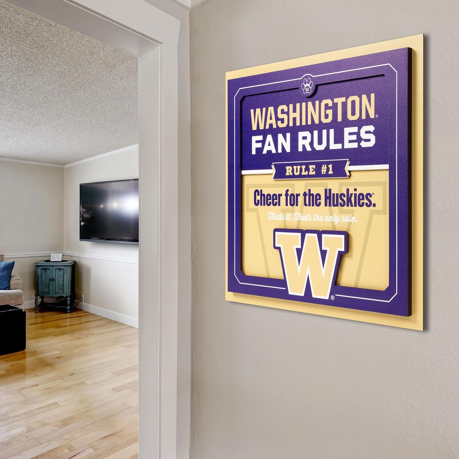 image:imageYouTheFan Officiallylicensed NCAA Tide Fan Rules Wall Art multiple layers humorous team artwork sports fan motto showcases funny rules indoor decorWashington Huskies