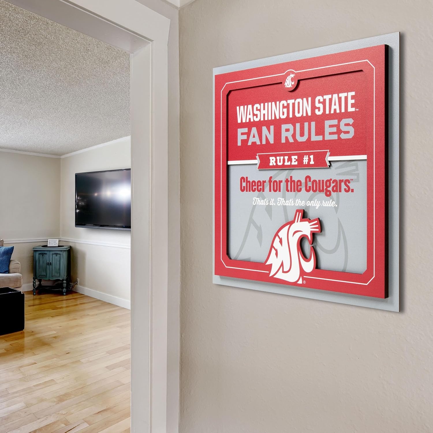 image:imageYouTheFan Officiallylicensed NCAA Tide Fan Rules Wall Art multiple layers humorous team artwork sports fan motto showcases funny rules indoor decorWashington State Cougars