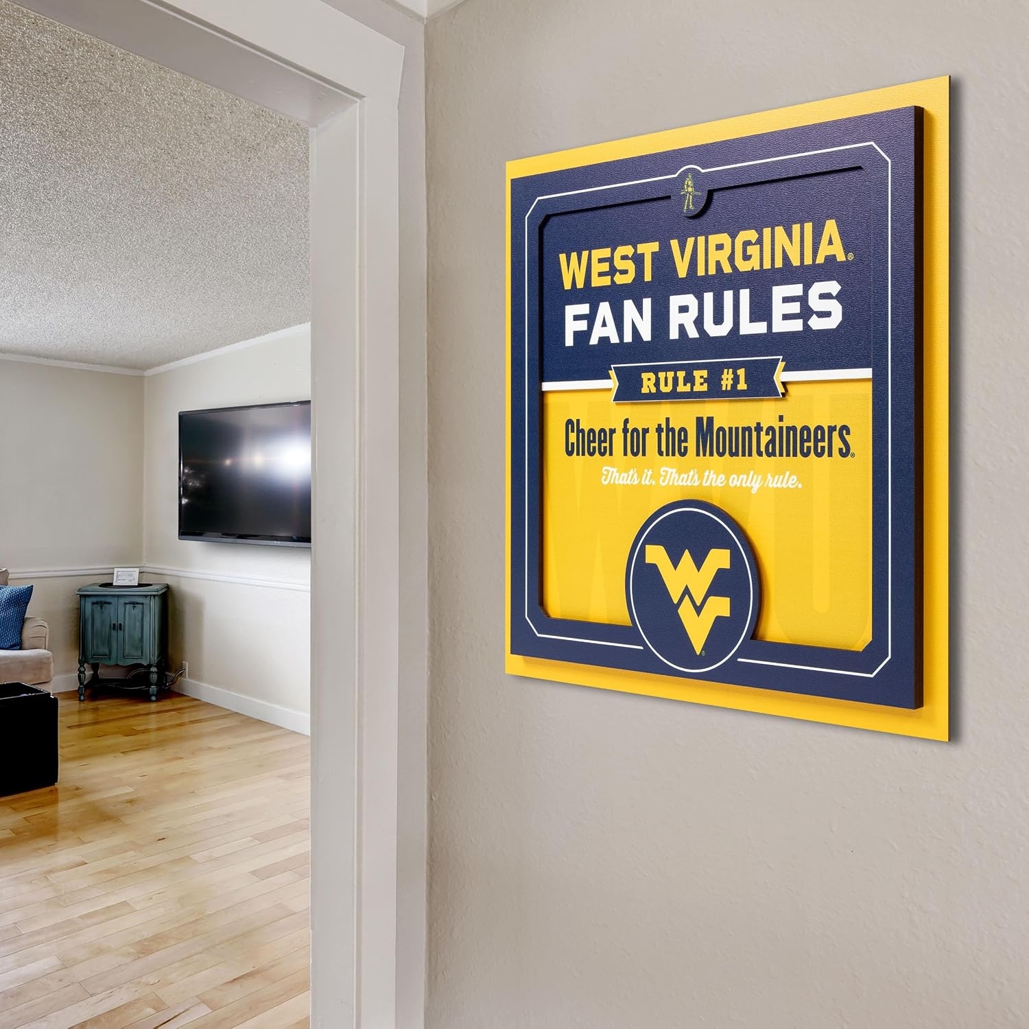 image:imageYouTheFan Officiallylicensed NCAA Tide Fan Rules Wall Art multiple layers humorous team artwork sports fan motto showcases funny rules indoor decorWest Virginia Mountaineers