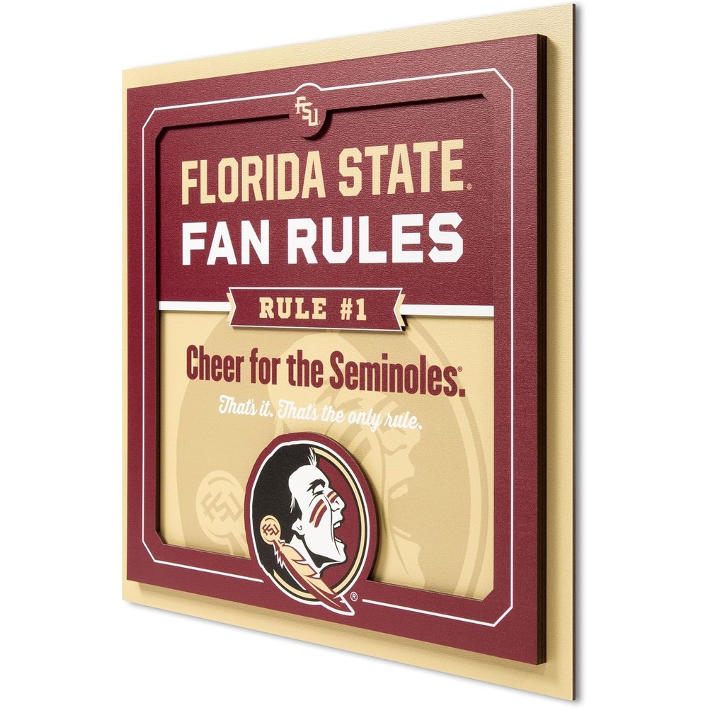 image:imageYouTheFan Officiallylicensed NCAA Tide Fan Rules Wall Art multiple layers humorous team artwork sports fan motto showcases funny rules indoor decorFlorida State Seminoles