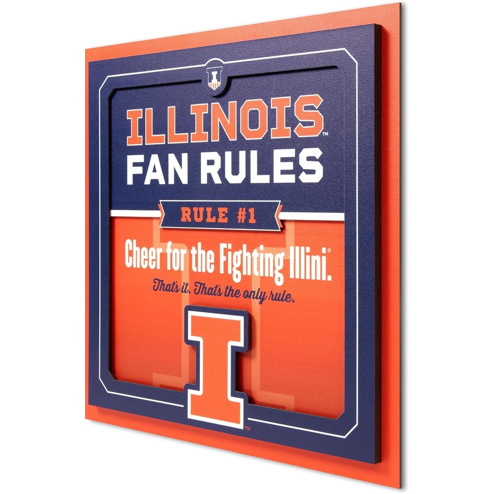 image:imageYouTheFan Officiallylicensed NCAA Tide Fan Rules Wall Art multiple layers humorous team artwork sports fan motto showcases funny rules indoor decorIllinois Fighting illini
