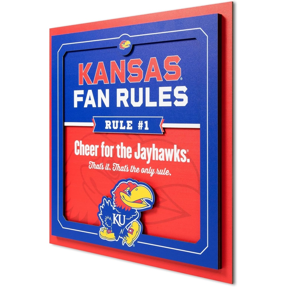 image:imageYouTheFan Officiallylicensed NCAA Tide Fan Rules Wall Art multiple layers humorous team artwork sports fan motto showcases funny rules indoor decorKansas Jayhawks